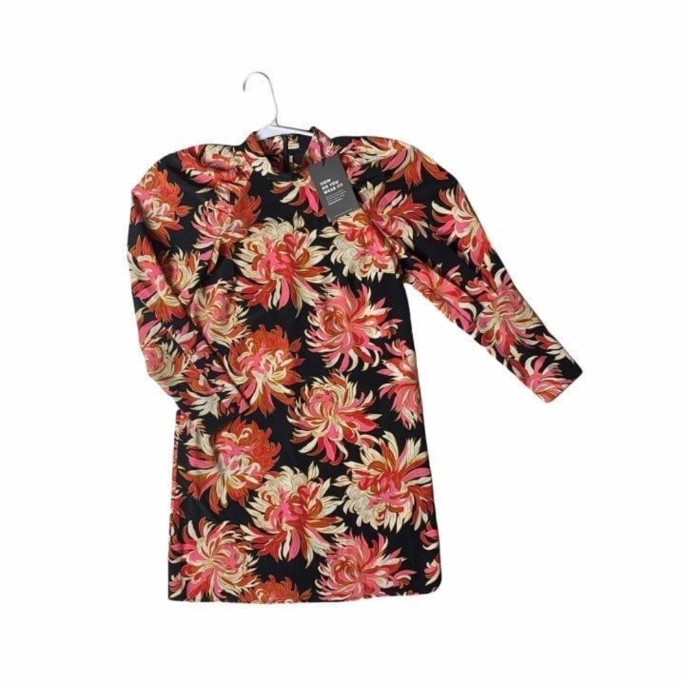 NWT! Who What Wear Floral Puff Long Sleeve‎ Dress XS